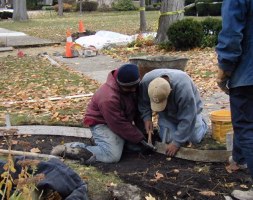 Team works to get sidewalk curves just right