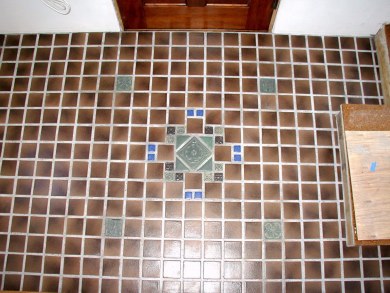 Finished project. Pewabic tiles made from same molds as original tiles in main entry.