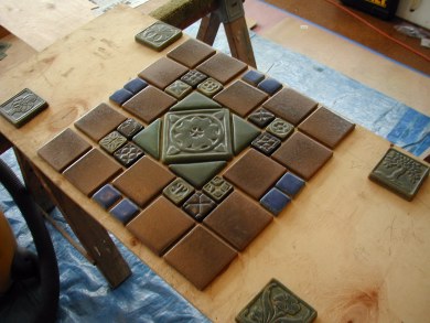 Decorative tile design prepared for installation