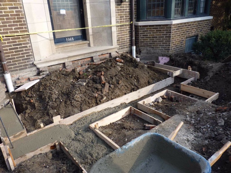 Rebar set in footers for replacement porch