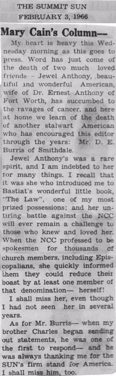 Tribute in Summit Sun, Summit, Mississippi, February 3, 1966