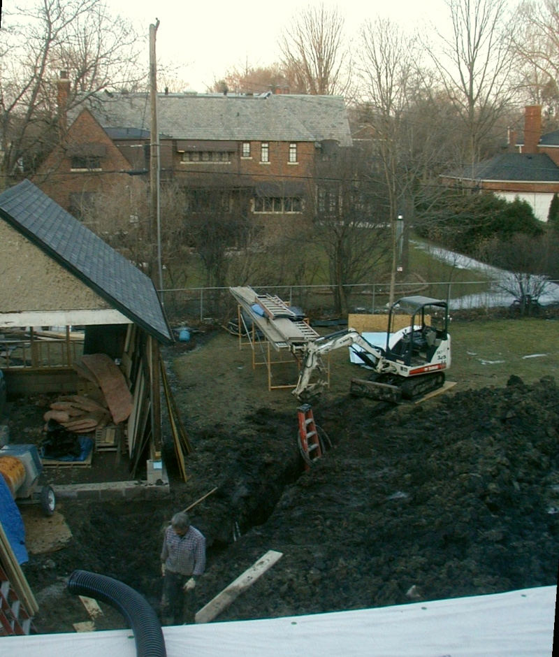 Trench opened for water line to Total Eclipse yard hydrant, March 20, 2008